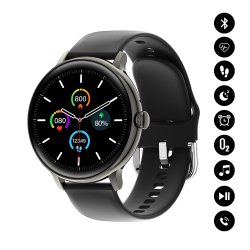 Montre connectée Bluetooth avec moniteur de Fréquence Cardiaque, étanchéité IP67,  réception Appel, suivi d'activité noir