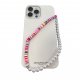 Bijoux de téléphone LOUNA à accrocher à votre coque perles blanches et multicolores - longueur 35 cm