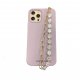 Bijoux de téléphone EMMA à accrocher à votre coque chaîne dorée et perles blanches - longueur 40 cm