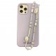 Bijoux de téléphone EMMA à accrocher à votre coque perles blanches et coquillages - longueur 35 cm