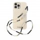 Bijoux de téléphone LOUISE à accrocher à votre coque perles blanches et noires  - longueur 80 cm