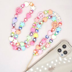 Bijoux de téléphone ALBA à accrocher à votre coque perles colorées - longueur 80 cm