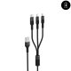 Cäble 3 en 1 USB 120 CM : lightning - USB C - micro USB Noir