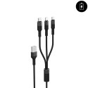 Cäble 3 en 1 USB 120 CM : lightning - USB C - micro USB Noir