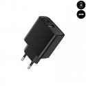 Chargeur secteur 20W avec sortie USB et USB C  Noir