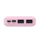 Batterie de secours 10 000 mAh avec port USB - Micro USB et USB C Rose 