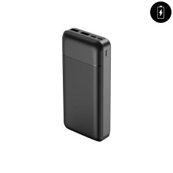 Batterie externe de secours 20 000mAh avec port microUSB USB et USB C - noir