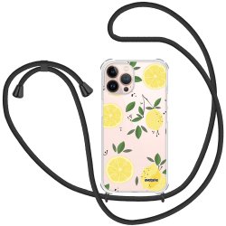 Coque cordon iPhone 12 Pro Max Dessin Citrons Evetane