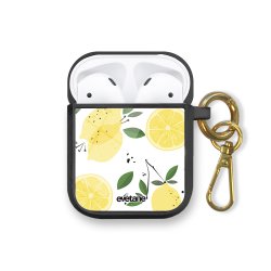 Housse pour Airpods silicone liquide noir Citrons Motif Ecriture Tendance Evetane