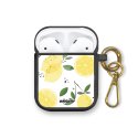 Housse pour Airpods silicone liquide noir Citrons Motif Ecriture Tendance Evetane