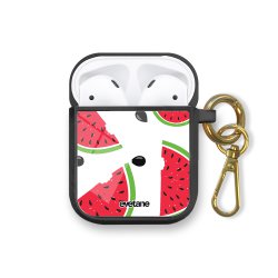 Housse pour Airpods silicone liquide noir Pastèque Motifs Motif Ecriture Tendance Evetane