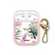 Housse pour Airpods silicone liquide rose Jungle Tropicale Motif Ecriture Tendance Evetane