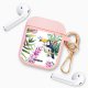 Housse pour Airpods silicone liquide rose Jungle Tropicale Motif Ecriture Tendance Evetane