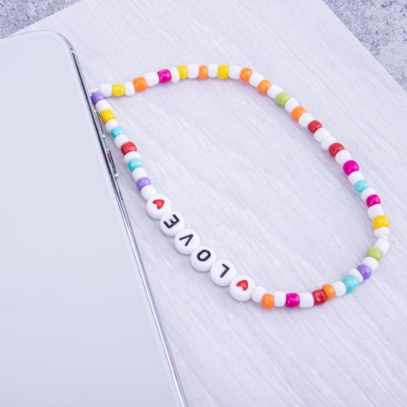 Bijoux de téléphone ALMA à accrocher à votre coque perles couleurs et blanches 