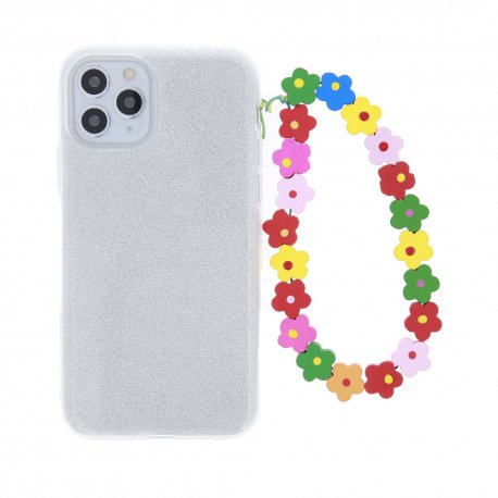 Bijoux de téléphone HELOISE  à accrocher à votre coque perles fleurs