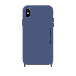 Coque iPhone X/XS soft touch avec anneaux en silicone Bleu