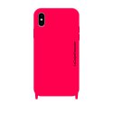 Coque iPhone X/XS soft touch avec anneaux en silicone Fushia