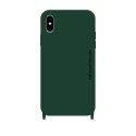 Coque iPhone X/XS soft touch avec anneaux en silicone Vert forêt