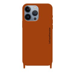 Coque iPhone 13 Pro  soft touch avec anneaux en silicone Marron