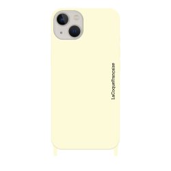 Coque iPhone 13  soft touch avec anneaux en silicone Beige