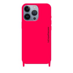 Coque iPhone 14 Pro Max  soft touch avec anneaux en silicone Fushia