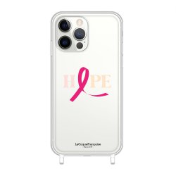 Coque iPhone 14 Pro anneaux silicones Octobre Rose LaCoqueFrançaise