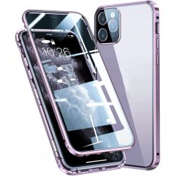 Coque 360 intégrale aimanté mauveet transparente iPhone 14 Pro Max 