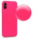 Coque silicone liquide Rose Fluo pour iPhone X/XS