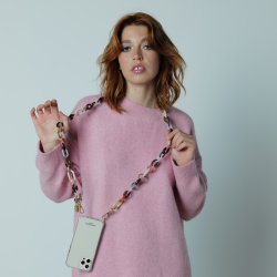 Chaîne bijoux Rosa avec mousquetons dorés de 120 cm en résine ultra résistante Rose