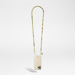 Chaîne bijou Carla 120 cm perles d'agate naturel d'Inde avec mousquetons dorés
