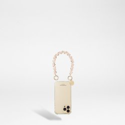 Bijoux de téléphone Livia 30 cm perles coeurs rose avec mousquetons dorés