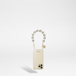 Bijoux de téléphone Laury 30 cm perles transparentes avec mousquetons dorés