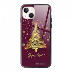 Coque iPhone 13 Coque Soft Touch Glossy Sapin Joyeux Noel Bordeaux Design La Coque Francaise