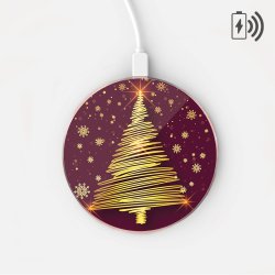 Chargeur Induction contour gold blanc Sapin Joyeux Noel Bordeaux La Coque Francaise