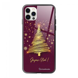Coque iPhone 13 Pro Max Coque Soft Touch Glossy Sapin Joyeux Noel Bordeaux Design La Coque Francaise