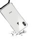 Coque compatible iPhone X/Xs anti-choc silicone transparente avec cordon Noir