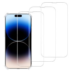 Lot de 3 Vitres iPhone 14 Pro en Verre trempé transparente Protection ecran