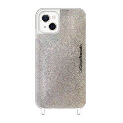 Coque iPhone 13  avec anneaux en silicone paillettes multicolors