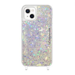 Coque iPhone 13  avec anneaux en silicone paillettes holographiques