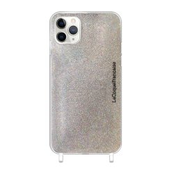 Coque iPhone 11 Pro Max avec anneaux en silicone paillettes multicolors