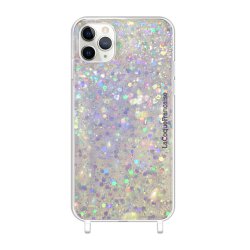 Coque iPhone 11 Pro avec anneaux en silicone paillettes holographiques