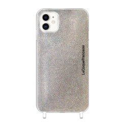 Coque iPhone 11  avec anneaux en silicone paillettes multicolors