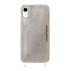 Coque iPhone XR avec anneaux en silicone paillettes multicolors