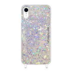 Coque iPhone XR avec anneaux en silicone paillettes holographiques