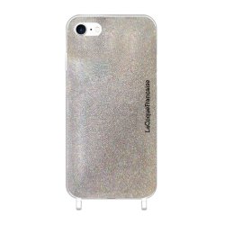 Coque iPhone 7/8/SE 2020 avec anneaux en silicone paillettes multicolors