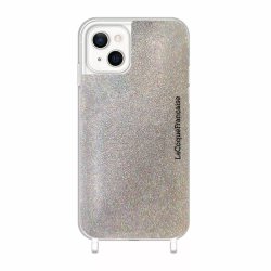 Coque iPhone 14 avec anneaux en silicone paillettes multicolors