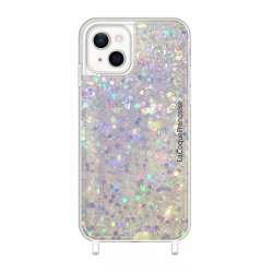 Coque iPhone 14 avec anneaux en silicone paillettes holographiques