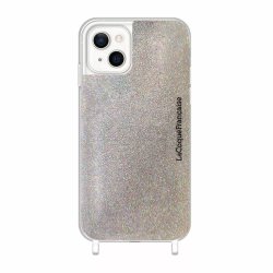 Coque iPhone 14 Plus  avec anneaux en silicone paillettes multicolors