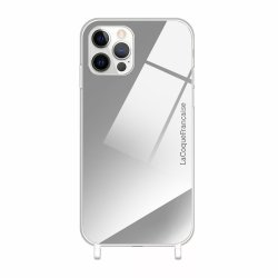 Coque iPhone 14 Pro Max miroir anti-choc avec anneaux en silicone transparent 