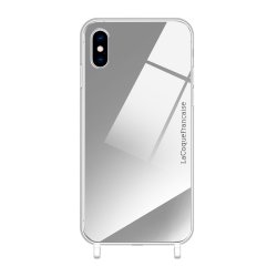 Coque miroir anti-choc avec anneaux  en silicone transparent pour iPhone X/XS